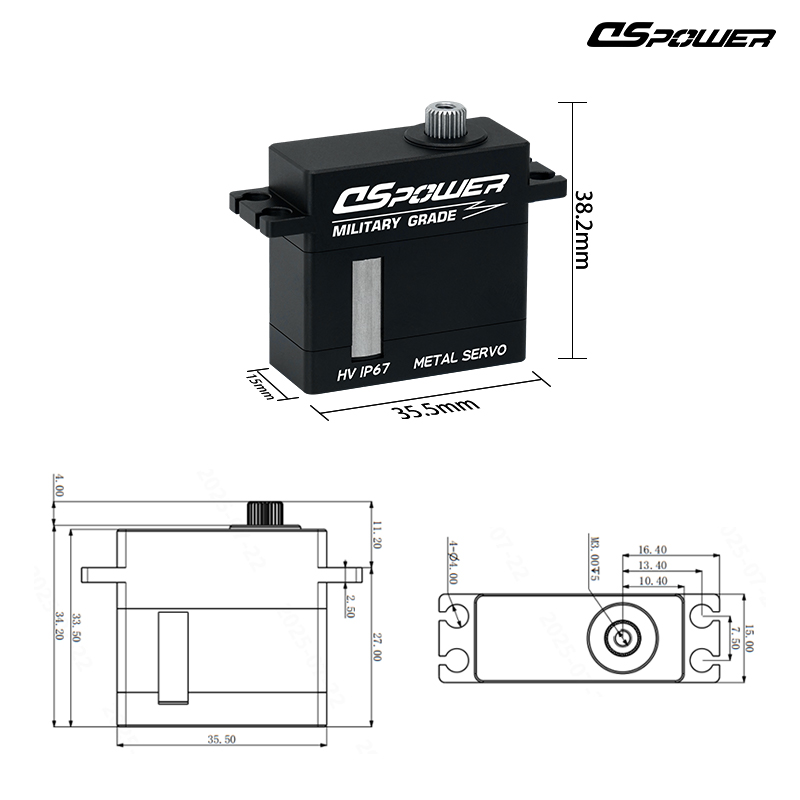 DS-W010 军工级耐低温金属舵机 12KG堵转扭矩 巡飞无人机尾翼副翼专用